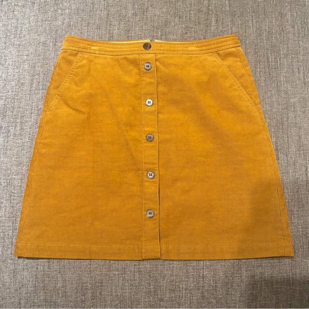 Button front corduroy mini skirt